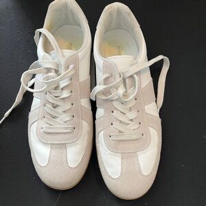 Madden Girl White and Tan Sneakers
